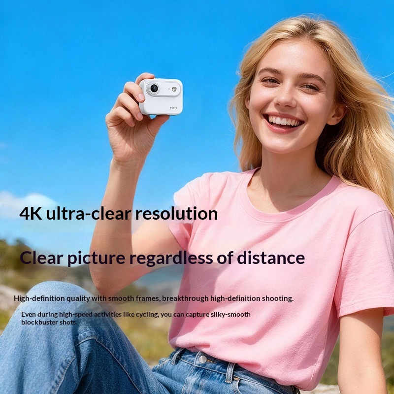 【Gift of 32GB memory card】Mini Flip Screen Action Camera, 4K HD 140° Wide-Angle Wearable Camcorder, First-Person Vlog Recorder for Outdoor Cycling & Hiking