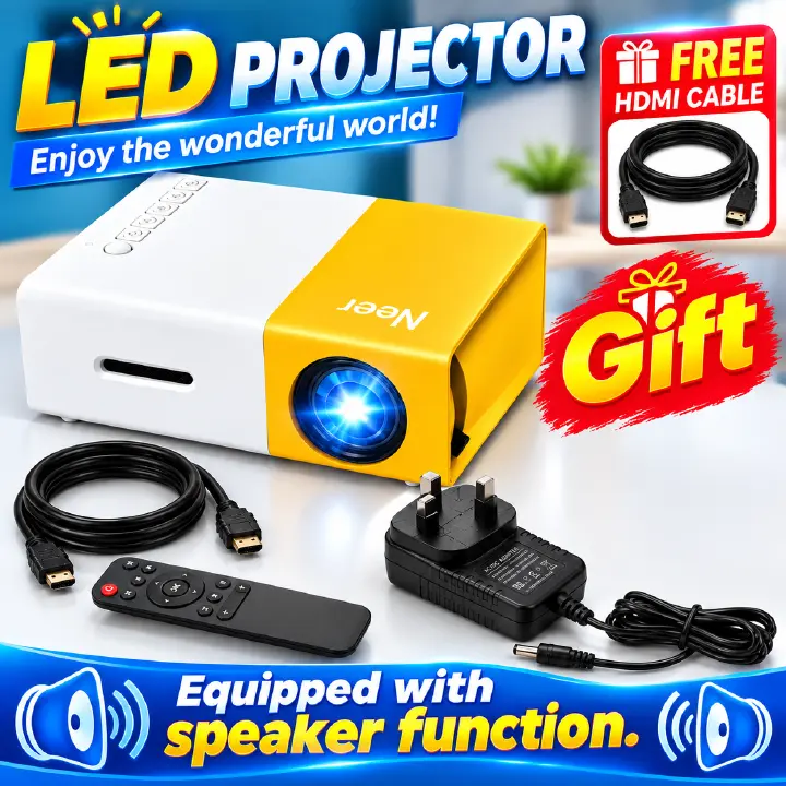 【 Comes with HDMI cable 】Power adapter version | WiFi high-definition 1080P projector, LED LCD projection TV built-in application equipped with remote speaker and smartphone compatible connection