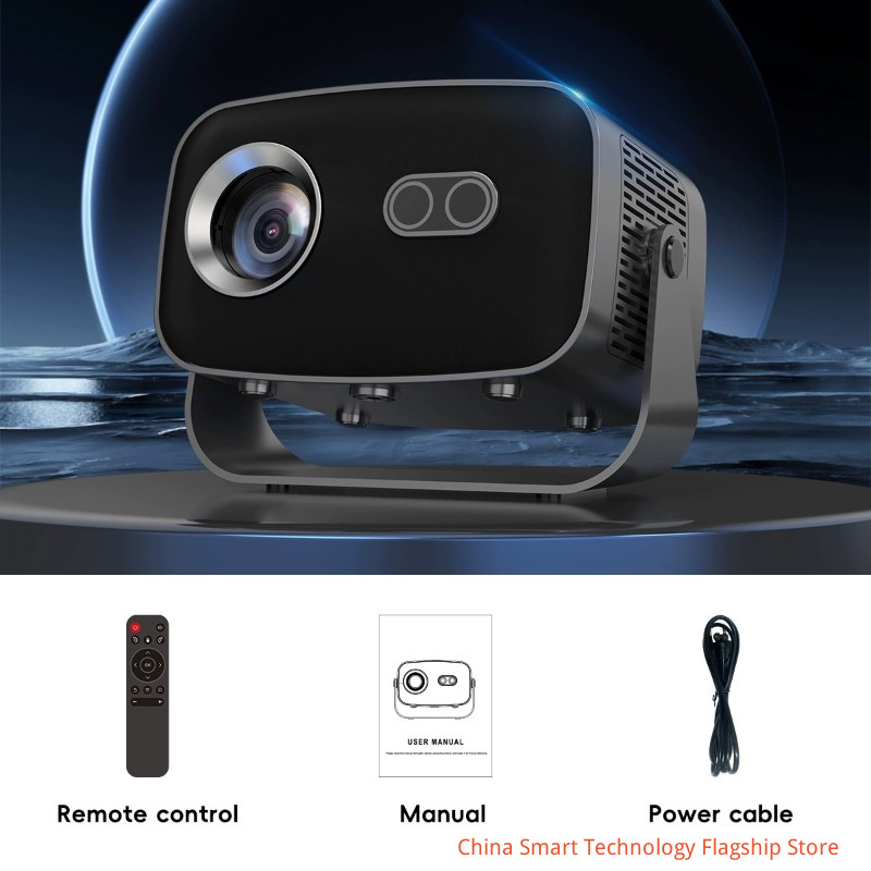 A10 series Android version intelligent 4K projector, native 1080P intelligent video projector with WiFi Bluetooth 5.2 automatic Keystone portable projector, with 90 ° adjustable home theater projector