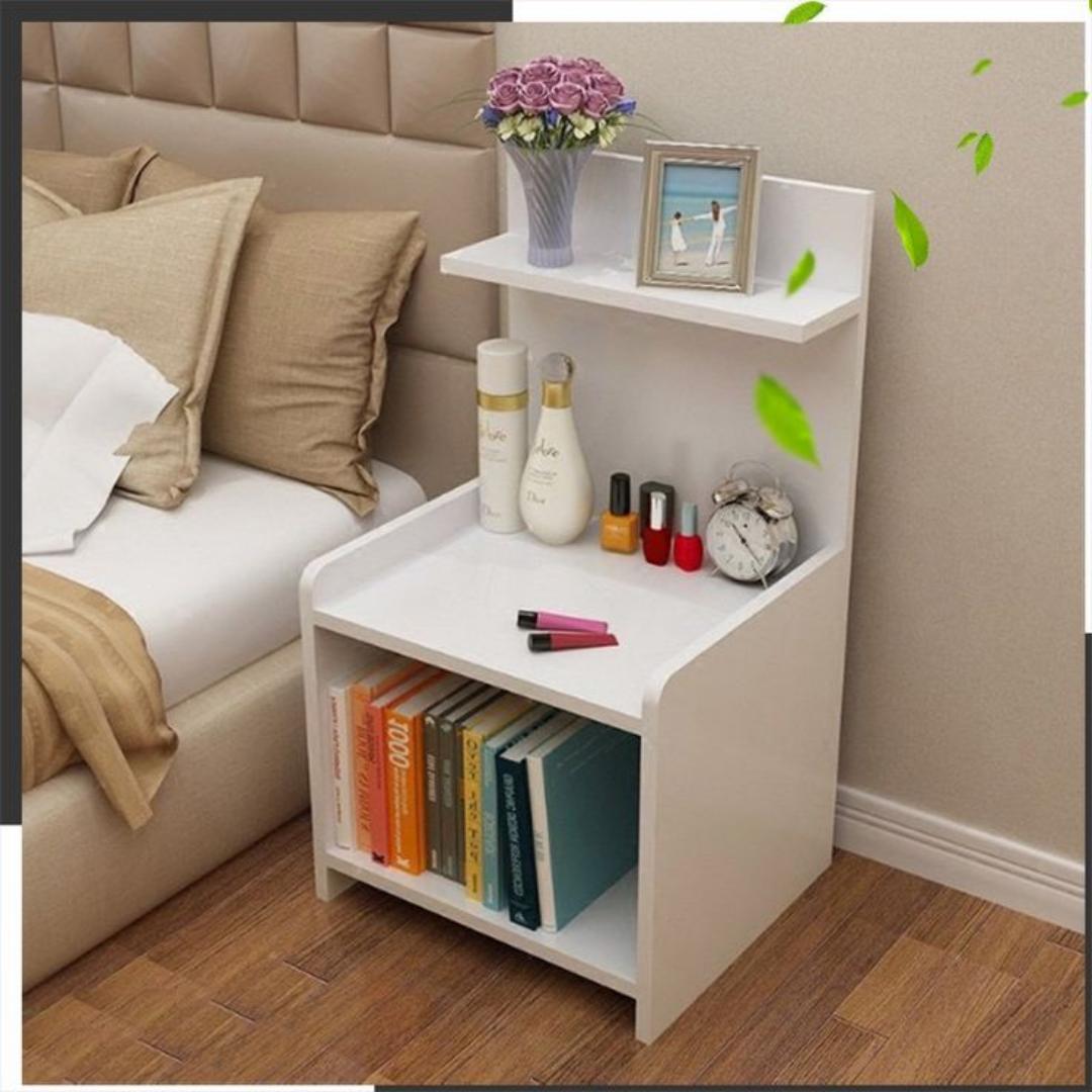 Modern bedside table with storage shelf it features a compact yet functional design that fits comfortably in the bedroom.