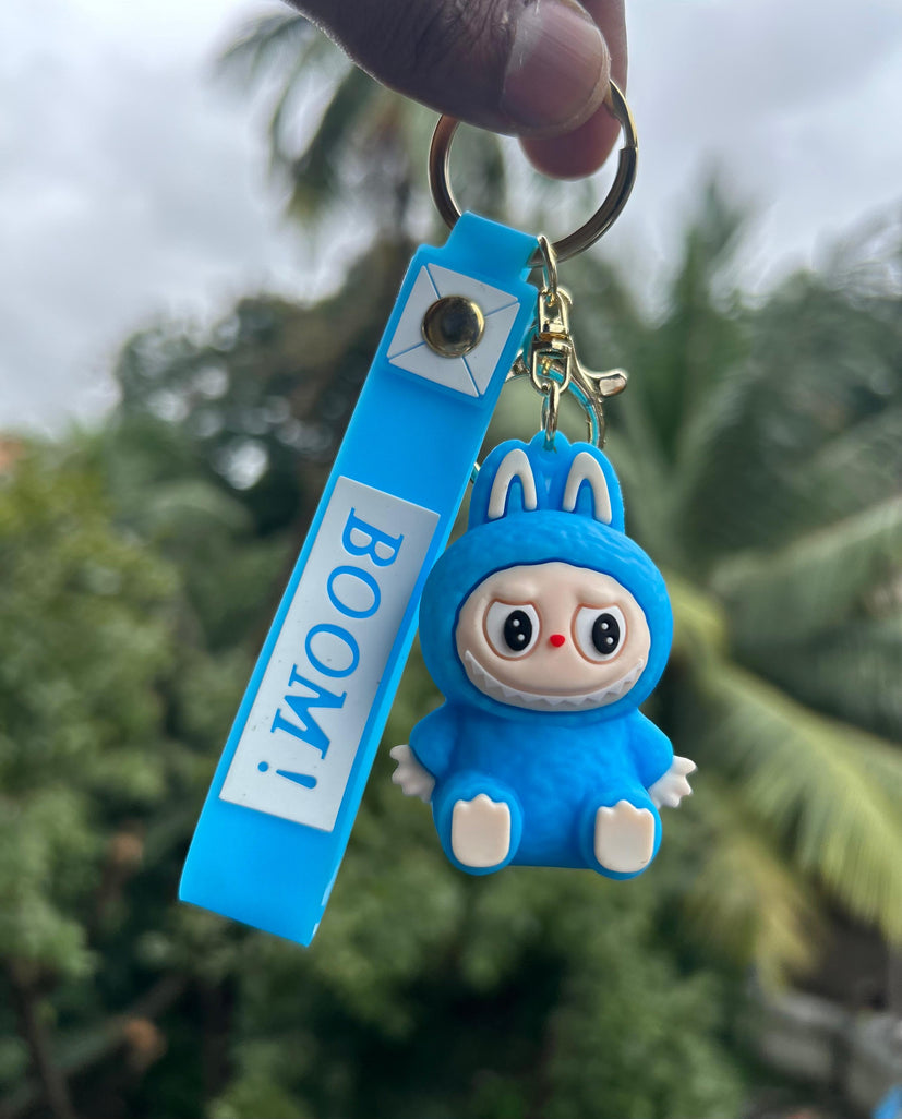 Cute Cartoon Bunny Keychain with Strap – BOOM Key Holder Pendant – Fashion Bag Charm Keyring