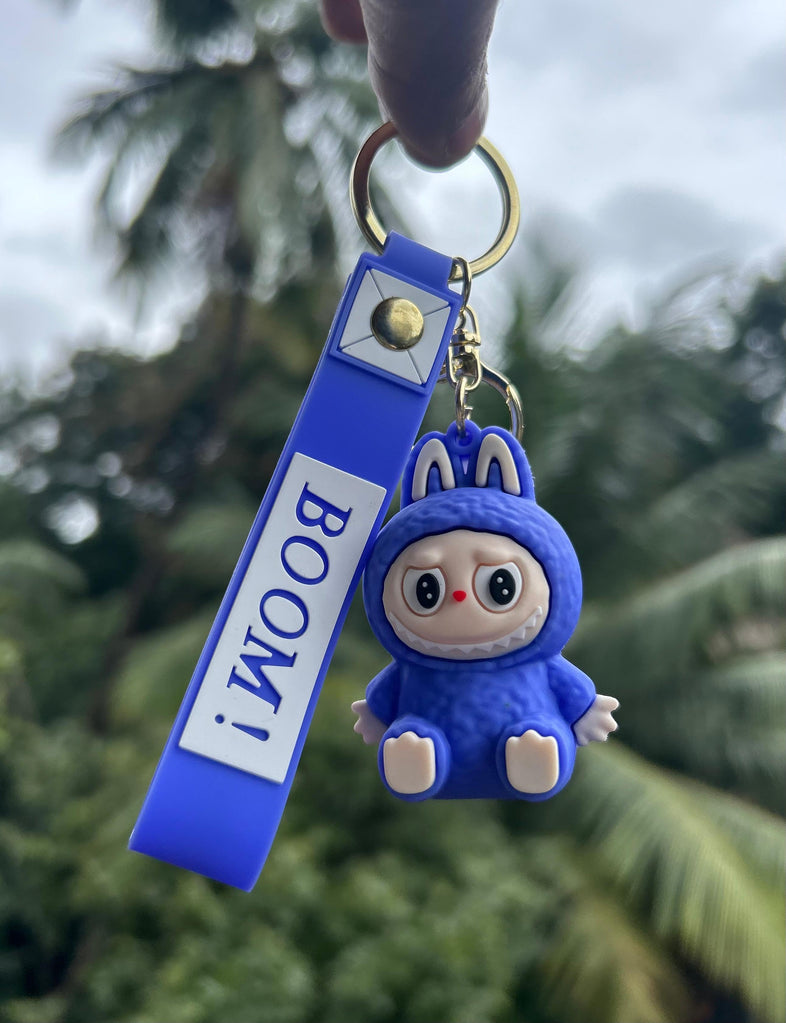 Cute Cartoon Bunny Keychain with Strap – BOOM Key Holder Pendant – Fashion Bag Charm Keyring