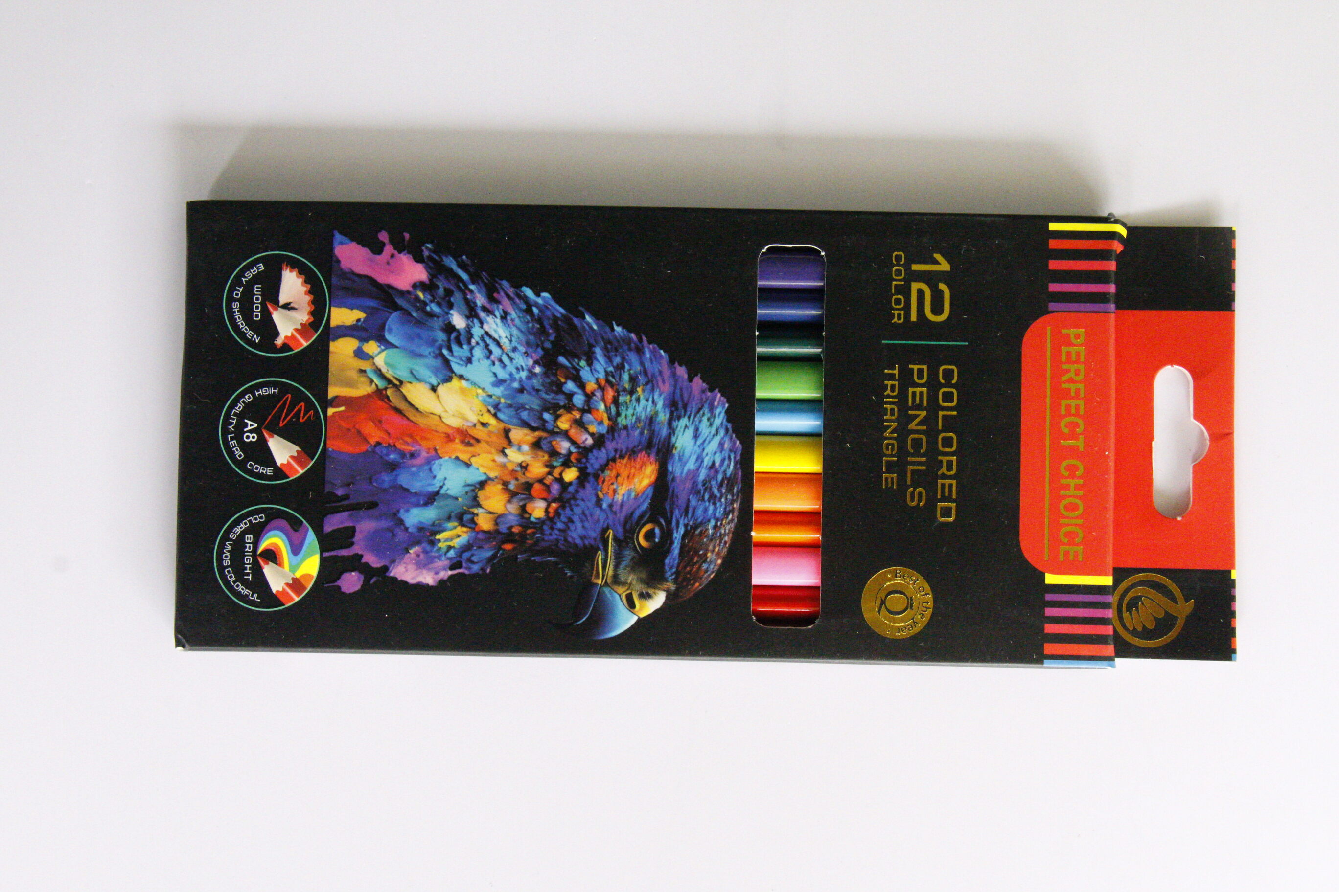 PENSING 12 Colors Triangle Colored Pencils - Ergonomic Wooden Art Pencils with A8 Core for Kids & School Sketching