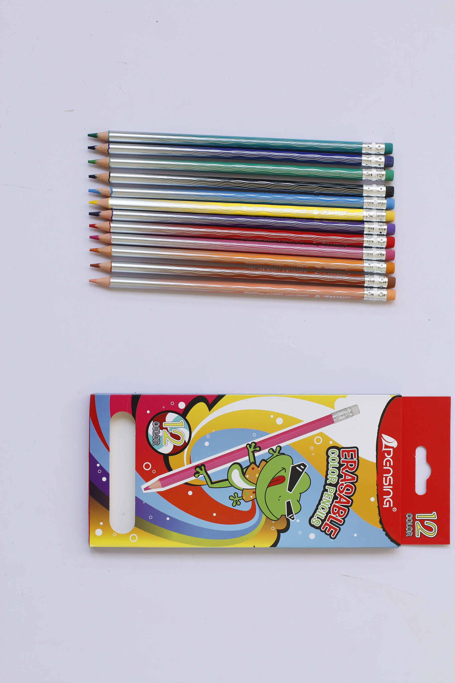 PENSING 12 Colors Erasable Colored Pencils Set - Smooth Drawing & Sketching Art Pencils for Kids & School