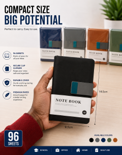 A6 Dunix 96 Sheets (192 Pages)  Premium Notebook with Secure Clip Closure - Compact & Durable Writing Journal for Office, School & Home