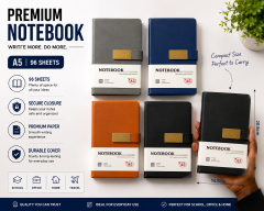 A6 Dunix 96 Sheets (192 Pages)  Premium Notebook with Secure Clip Closure - Compact & Durable Writing Journal for Office, School & Home