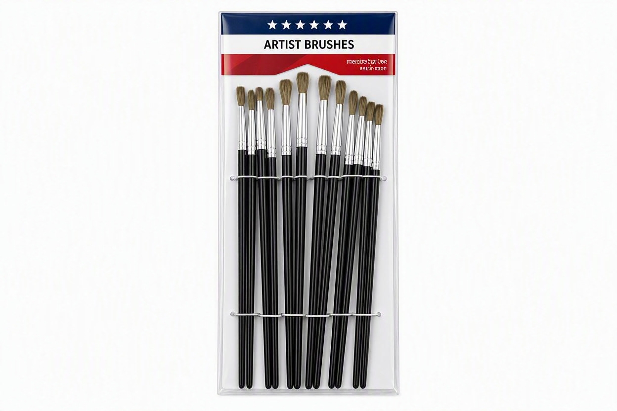 12 Pcs Artist Brush Set - Multi-Shaped Painting Brushes with Aluminum Ferrule for Acrylic, Watercolor & Oil Painting