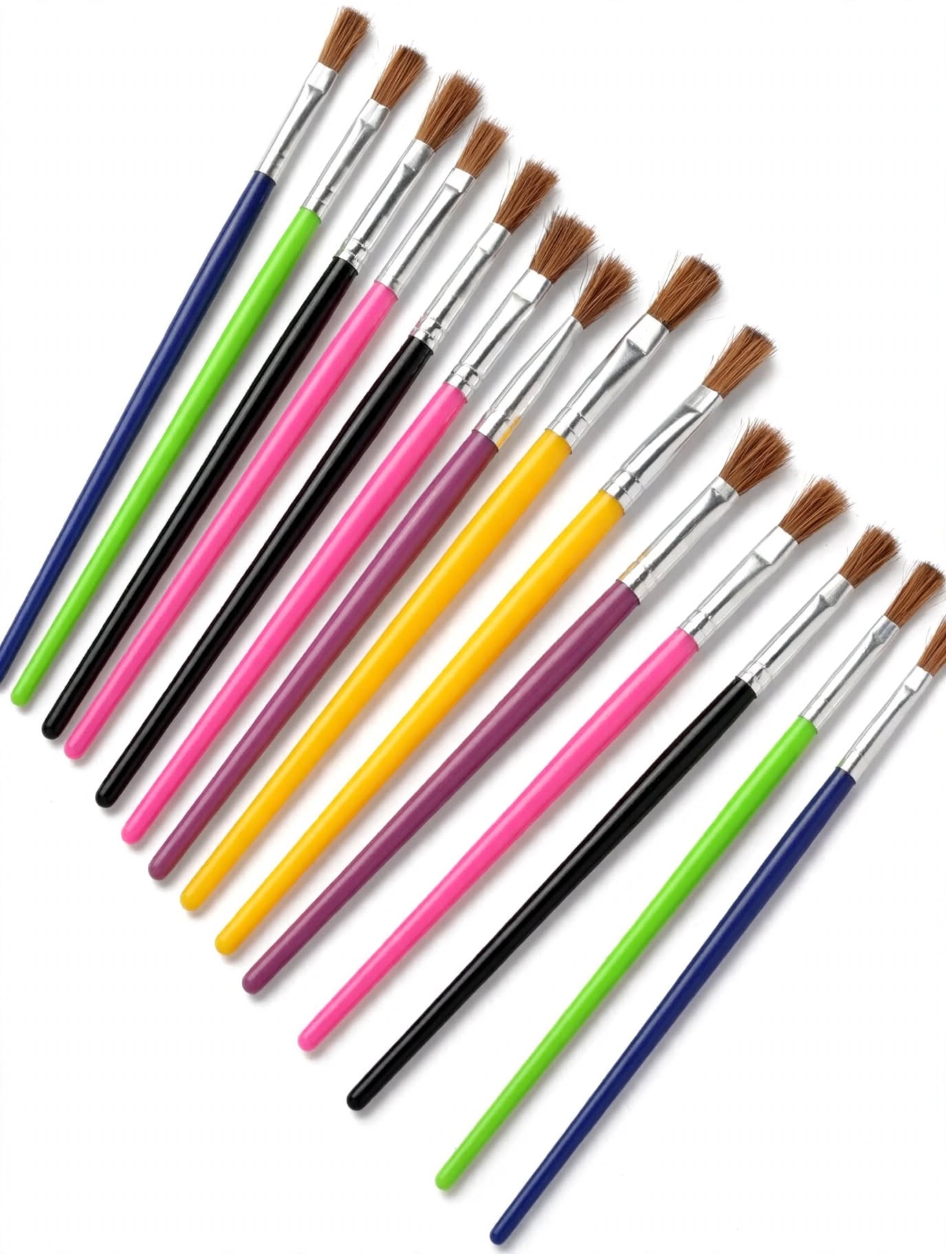 12 Pcs Artist Brush Set - Multi-Shaped Painting Brushes with Aluminum Ferrule for Acrylic, Watercolor & Oil Painting