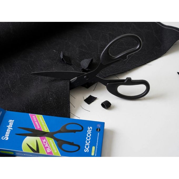 Sunnybelt WJ-6333 8.5" Black Rustproof Scissors - Sharp Edge & Ergonomic Grip for Office, Home & Craft