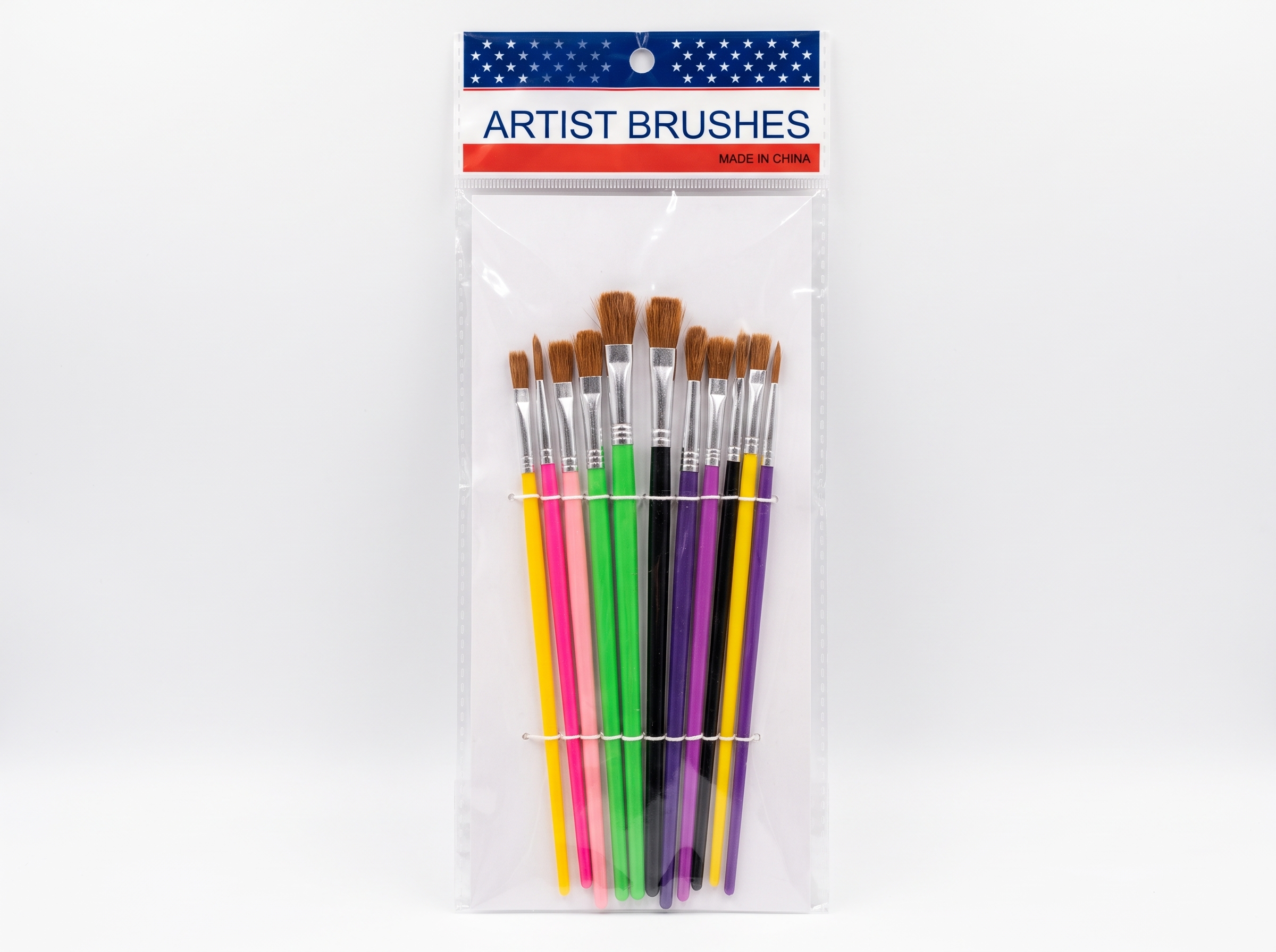 12 Pcs Artist Brush Set - Multi-Shaped Painting Brushes with Aluminum Ferrule for Acrylic, Watercolor & Oil Painting