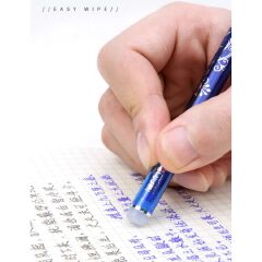 ZUIXUA Magic Erasable Gel Pen 0.5mm (Model HY1084) - Heat Friction Erasing Pen for Students & Office (Black Ink/ Blue Ink)