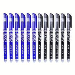 ZUIXUA Magic Erasable Gel Pen 0.5mm (Model HY1084) - Heat Friction Erasing Pen for Students & Office (Black Ink/ Blue Ink)