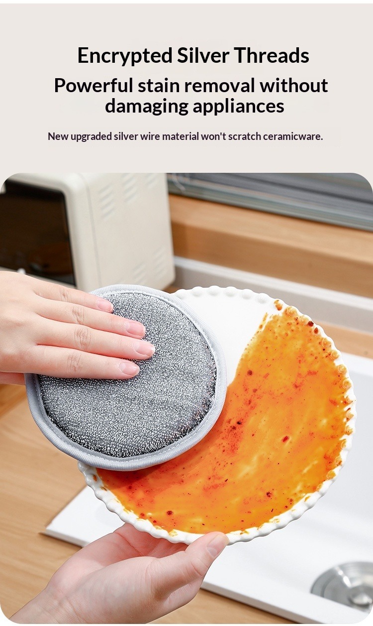 Double-sided cleaning cotton dishwashing sponge block kitchen brush pot artifact household dishwashing cloth scouring cloth magic wipe off oil stains