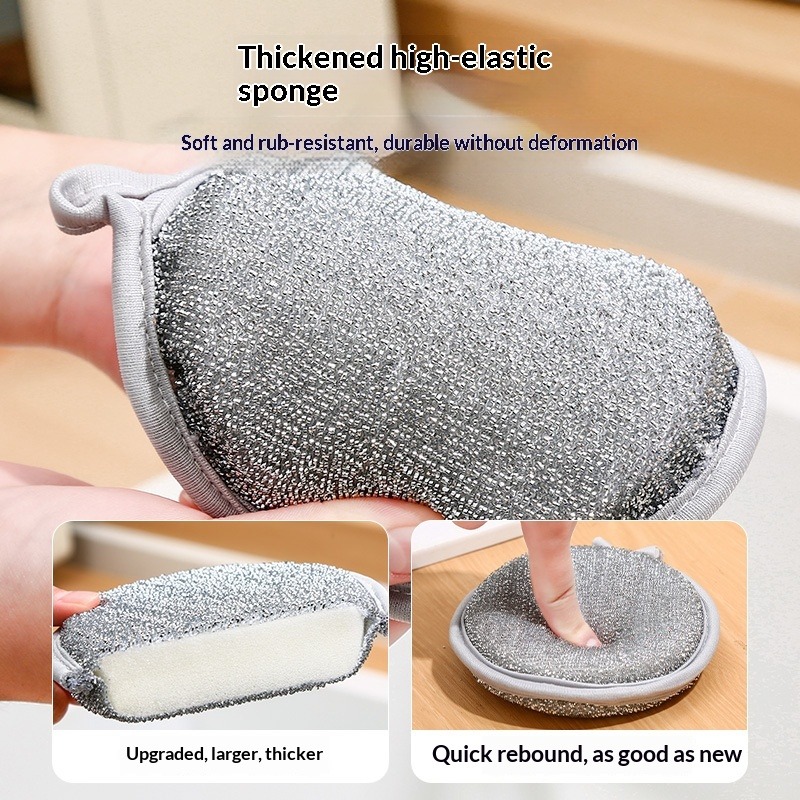 Double-sided cleaning cotton dishwashing sponge block kitchen brush pot artifact household dishwashing cloth scouring cloth magic wipe off oil stains