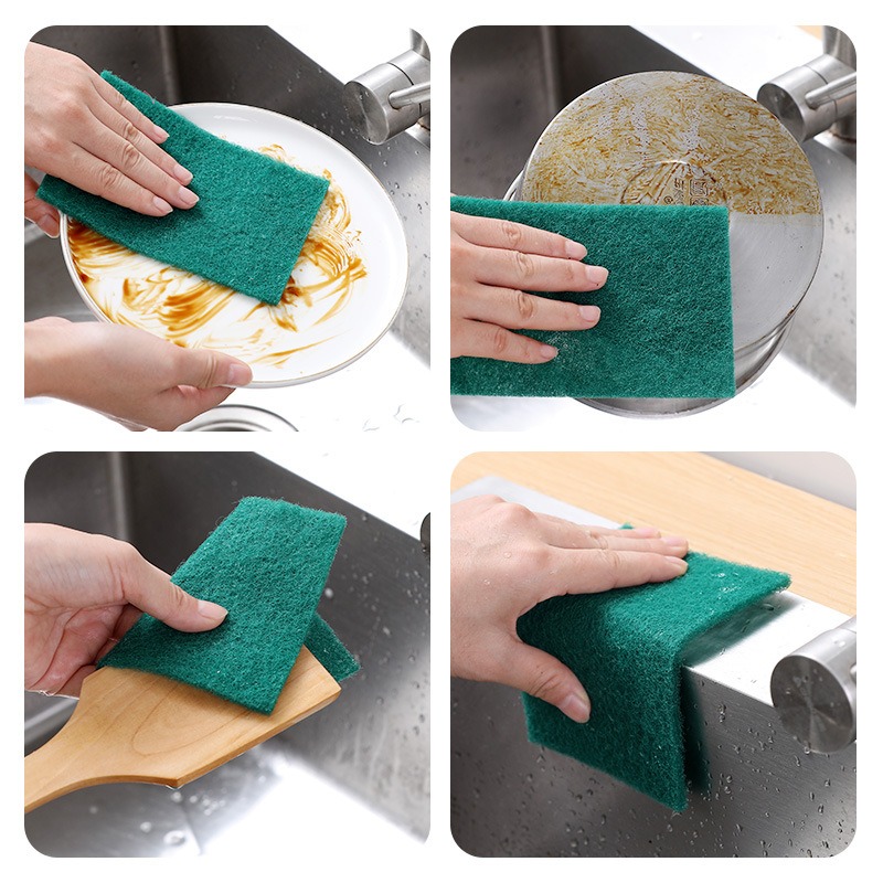 Thickened Silicon Carbide Scrubbing Sponge Abrasive Dishcloth Heavy Duty Kitchen Scourer for Pots Pans Cleaning