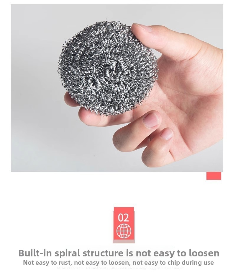 Household Stainless Steel Scouring Ball – Large No-Shed Steel Wool Scrubber for Pots, Pans & Dishes, Kitchen Cleaning Essential