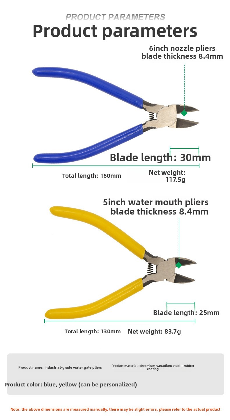 Industrial Grade 5 6 Inch Sprue Nipper Pliers Needle Nose Oblique Side Cutters Manual Hand Tool for DIY Hobby Crafts