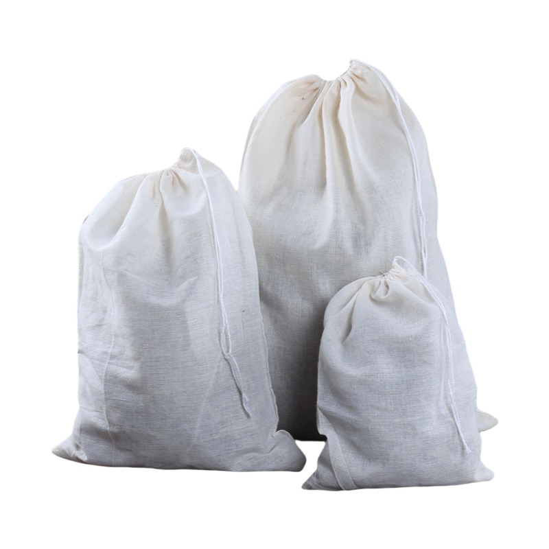 Pure Cotton Muslin Drawstring Filter Bag for Soy Milk Soup Brewing Tea Infuser Strainer Reusable Kitchen Pouch