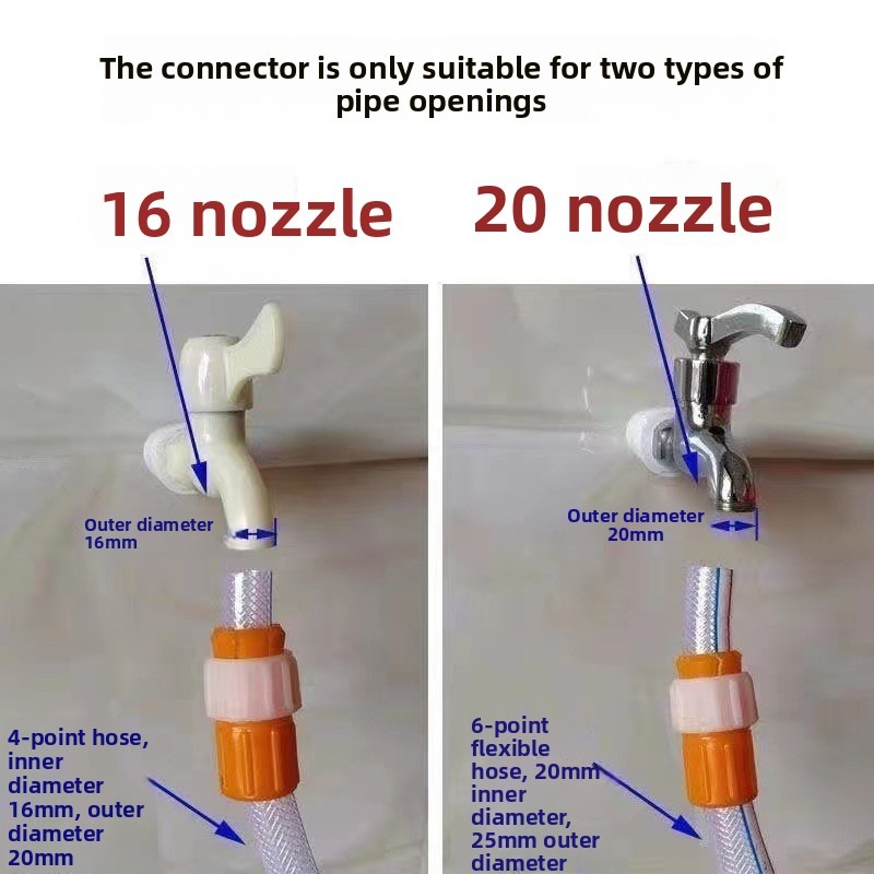 Plastic Water Faucet Quick Connect Adapter Hose to Pipe Fitting for Car Wash Gun Accessories