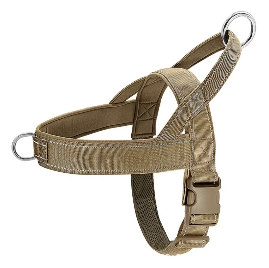 actical Dog Harness / Vest-Style Collar – Nylon Anti-Pull Harness for Large Dogs | Adjustable? S–XL | Black, Khaki, Army Green, Pink | For German Shepherd, Golden Retriever, Border Collie & More