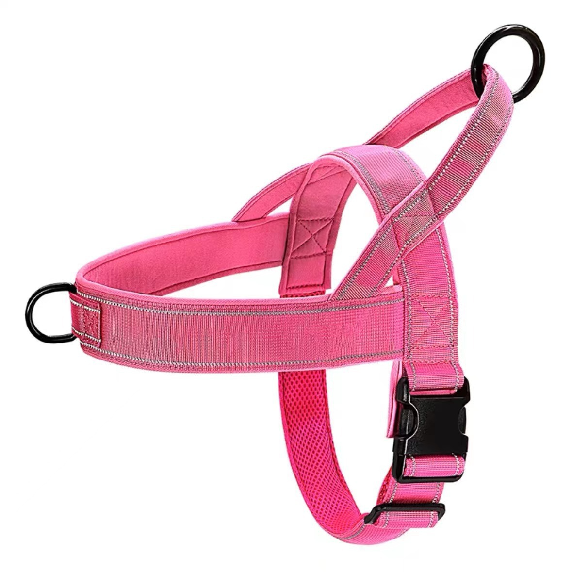 actical Dog Harness / Vest-Style Collar – Nylon Anti-Pull Harness for Large Dogs | Adjustable? S–XL | Black, Khaki, Army Green, Pink | For German Shepherd, Golden Retriever, Border Collie & More