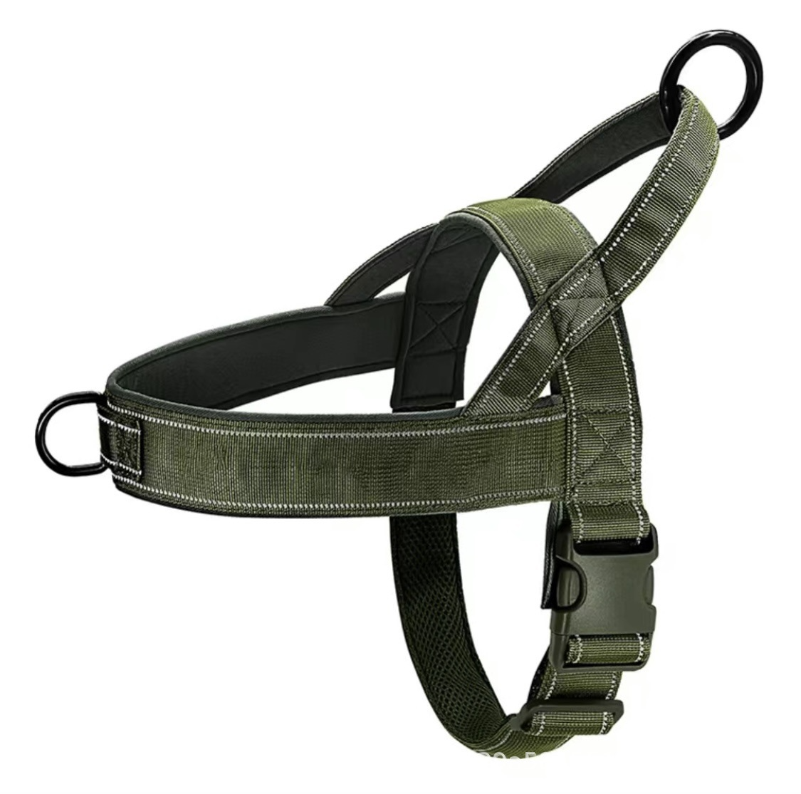 actical Dog Harness / Vest-Style Collar – Nylon Anti-Pull Harness for Large Dogs | Adjustable? S–XL | Black, Khaki, Army Green, Pink | For German Shepherd, Golden Retriever, Border Collie & More