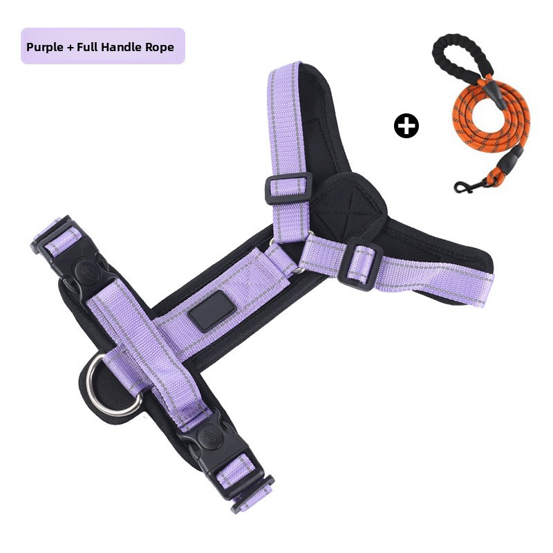 H-Style Dog Harness with Reflective Leash Options – Anti-Escape, Wear-Resistant, Anti-Pull Harness for Small to Large Dogs | Outdoor Walking & Training | Purple, Black, Green, Rde