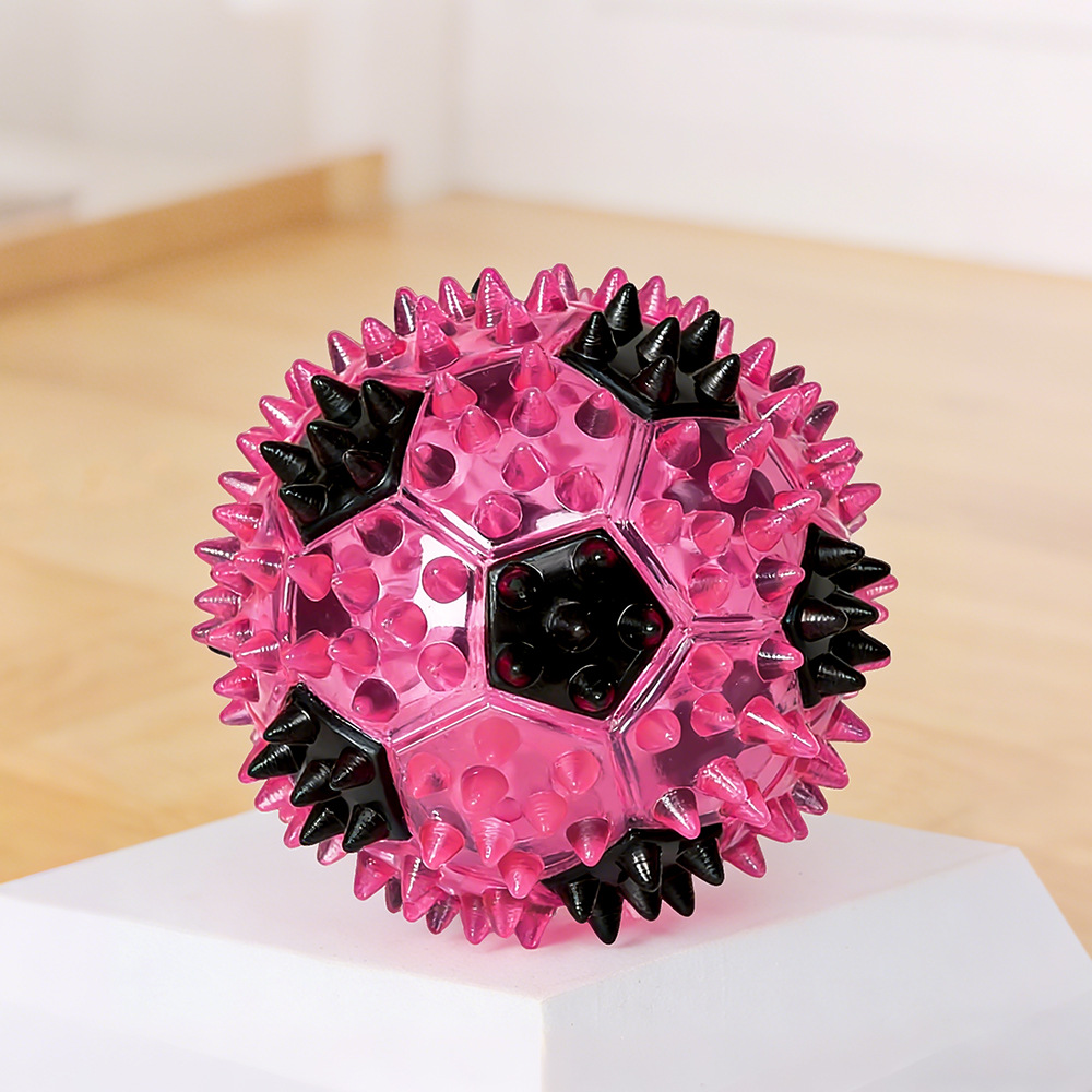 Dog Toy Ball – Self-Play Boredom Buster, Dental Chew Toy for Teeth Cleaning, Durable TPR Squeaky Soccer Ball for Dogs, Pet Supplies