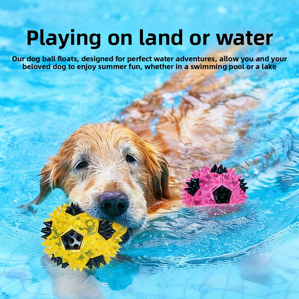 Dog Toy Ball – Self-Play Boredom Buster, Dental Chew Toy for Teeth Cleaning, Durable TPR Squeaky Soccer Ball for Dogs, Pet Supplies
