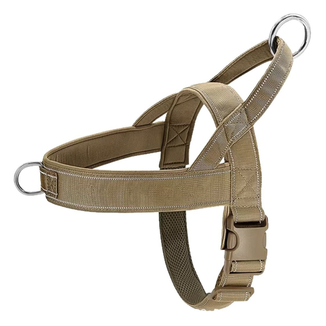 actical Dog Harness / Vest-Style Collar – Nylon Anti-Pull Harness for Large Dogs | Adjustable? S–XL | Black, Khaki, Army Green, Pink | For German Shepherd, Golden Retriever, Border Collie & More