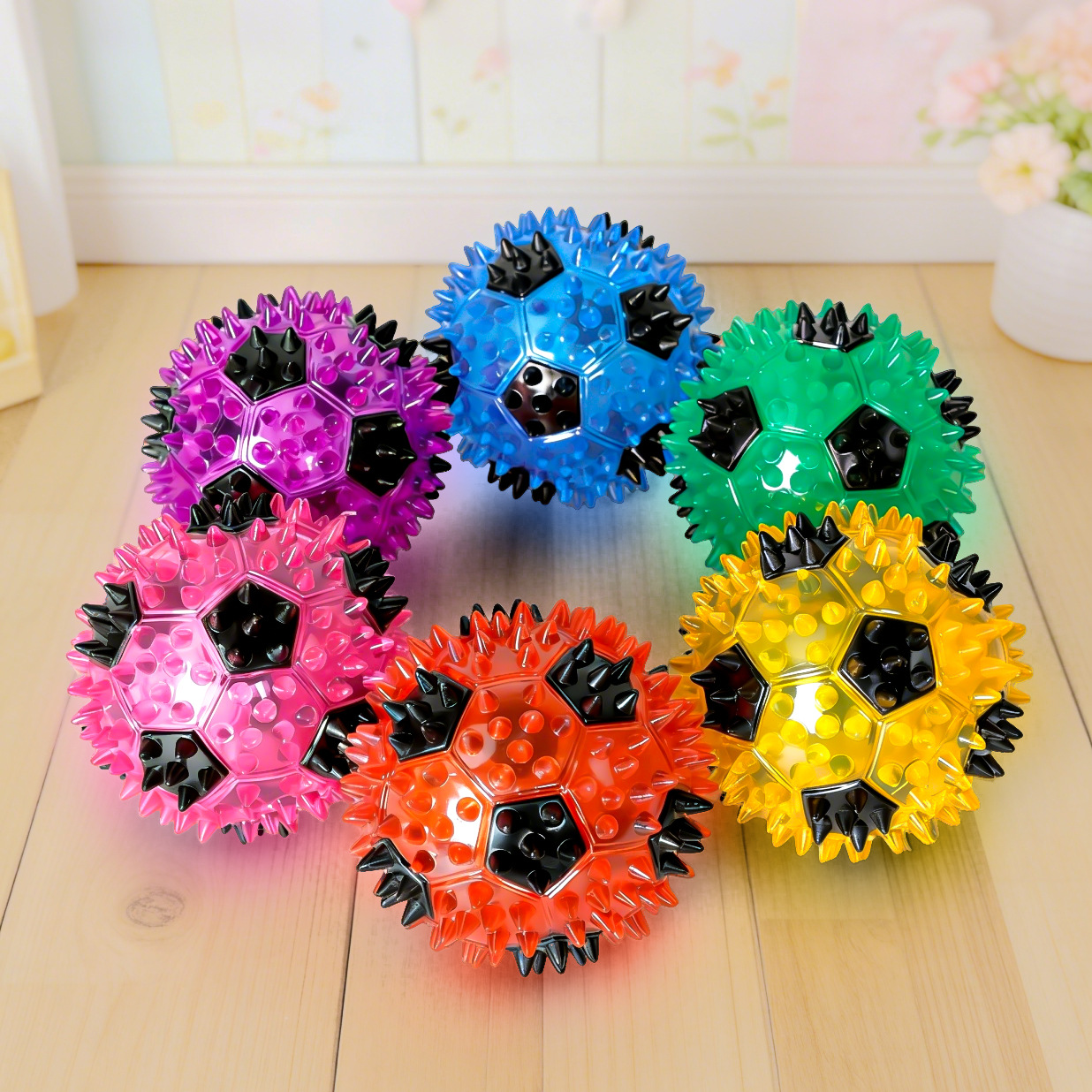 Dog Toy Ball – Self-Play Boredom Buster, Dental Chew Toy for Teeth Cleaning, Durable TPR Squeaky Soccer Ball for Dogs, Pet Supplies