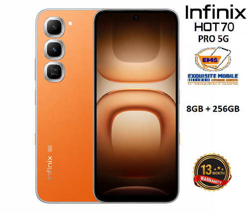 Infinix Hot 70 Pro 5G 256GB+16(8+8)GB 6.76" 144Hz AMOLED Display 50MP Camera 6000mAh Battery 45W Fast Charging IP68 Rated Android 16 Smart Ai Smartphone, 13 MONTHS WARRANTY.