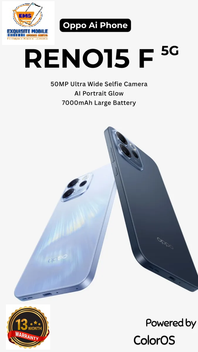 Oppo Reno 15F 5G 12GB RAM 512GB ROM 50MP Triple Camera 6.57 Inch 120Hz AMOLED Display Gorilla Glass Protection Smartphone Snapdragon 6 Gen 1 7000mAh Battery 80W Charging Phone 13MONTHS WARRANTY.