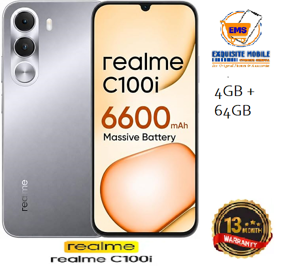 New Arrival Realme C100i Smartphone 64GB ROM+4GB  6600mAh Battery 6.8 Inches Screen Dual Sim IP64 Dust & Water resistance  Side Fingerprint Android 16 13 Months warranty Smart Phones