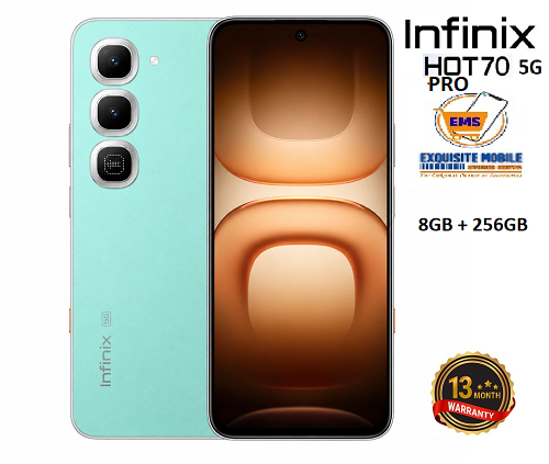 Infinix Hot 70 Pro 5G 256GB+16(8+8)GB 6.76" 144Hz AMOLED Display 50MP Camera 6000mAh Battery 45W Fast Charging IP68 Rated Android 16 Smart Ai Smartphone, 13 MONTHS WARRANTY.