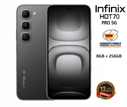 Infinix Hot 70 Pro 5G 256GB+16(8+8)GB 6.76" 144Hz AMOLED Display 50MP Camera 6000mAh Battery 45W Fast Charging IP68 Rated Android 16 Smart Ai Smartphone, 13 MONTHS WARRANTY.