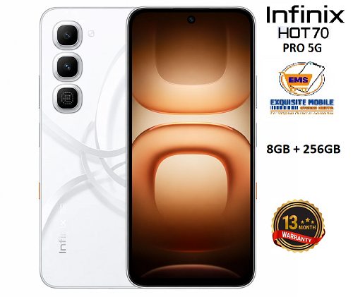 Infinix Hot 70 Pro 5G 256GB+16(8+8)GB 6.76" 144Hz AMOLED Display 50MP Camera 6000mAh Battery 45W Fast Charging IP68 Rated Android 16 Smart Ai Smartphone, 13 MONTHS WARRANTY.