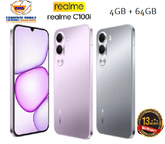 New Arrival Realme C100i Smartphone 64GB ROM+4GB  6600mAh Battery 6.8 Inches Screen Dual Sim IP64 Dust & Water resistance  Side Fingerprint Android 16 13 Months warranty Smart Phones