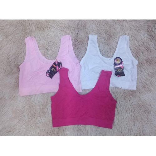 3 Pcs High Quality Pure Cotton Boobtop Non Padded And Comfy Girls Bra Top Bralettes - 8 To 15 Yrs