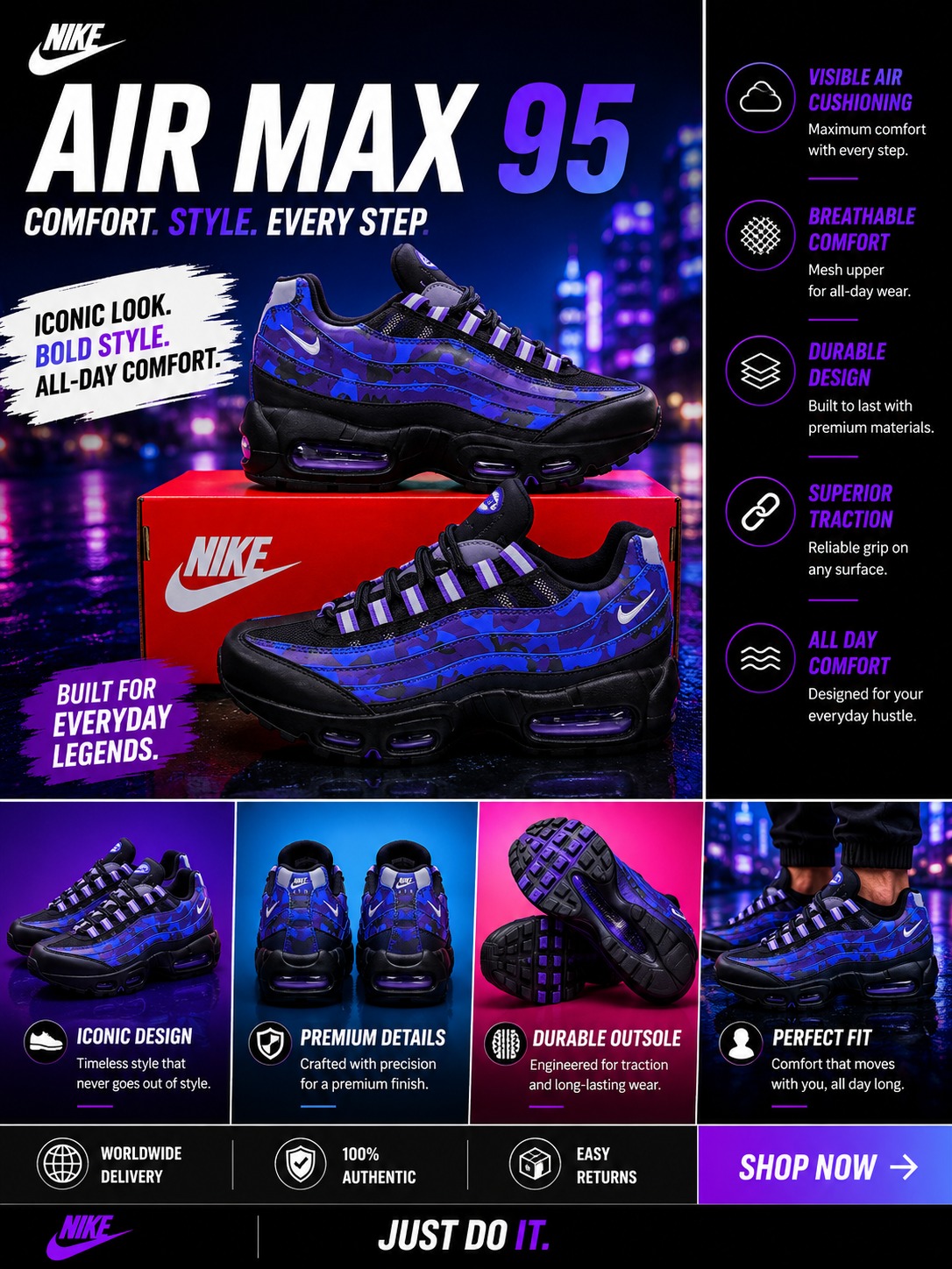 🔥  Air Max 95 Camouflage Sneakers – Men’s Cushioned Running Shoes, Streetwear Trainers, Comfortable Sports Shoes, Casual Fashion Sneakers with Air Sole Unit, (airforce 1, airmax 90, 97, tn, dn, )