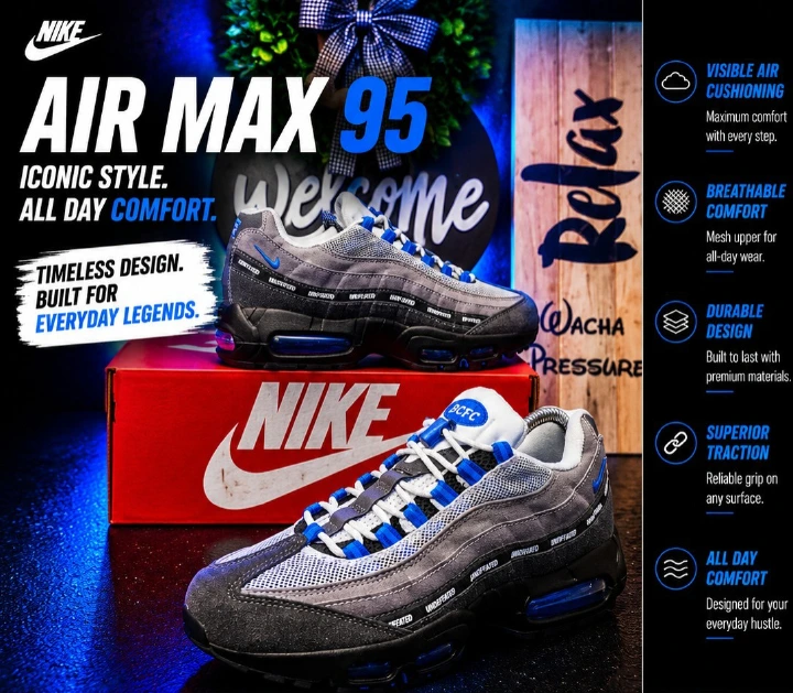 🔥  Air Max 95 Multi Color Sneakers – Men’s Cushioned Running Shoes, Streetwear Trainers, Comfortable Sports Shoes, Casual Fashion Sneakers with Air Sole Unit, (airforce 1, airmax 95 90, 97, tn, dn, )
