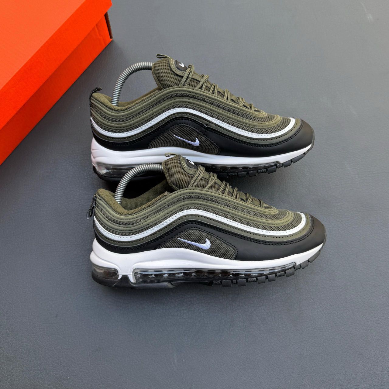 🔥 (Free Foam Cleaner Gift) 🔥 Air Max 97 Olive Green Men’s Sneakers – Men’s Cushioned Running Shoes, Streetwear Trainers, Comfortable Sports Shoes, Casual Fashion Sneakers with Air Sole Unit,
