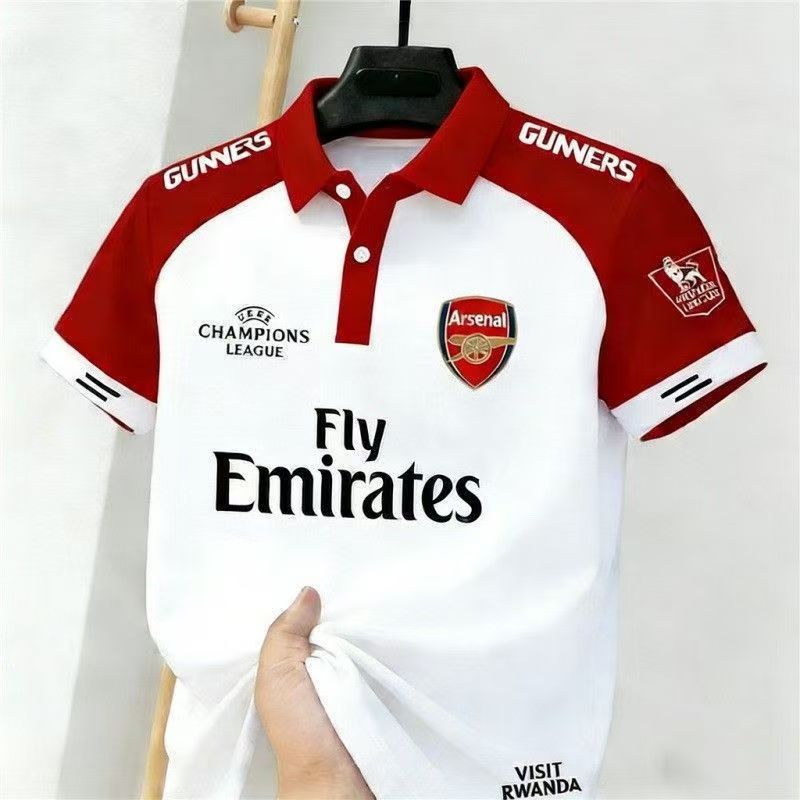 2026 New Men's Short-Sleeve Polo Shirt, Arsenal Print Casual Collared Tee, Jersey T-shirt Jersey arsenal football jersey soccer jersey Breathable Digital Print Top, Slim Fit Sports & Daily Wear