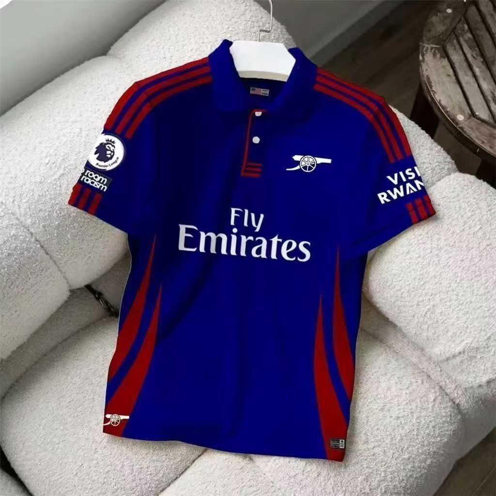 2026 Summer New Men's World Cup Football Apparel, Real Madrid Short Sleeve T-Shirt & Arsenal Soccer Polo Shirt, Collared Loose Casual Tops for Sports & Daily Wear
