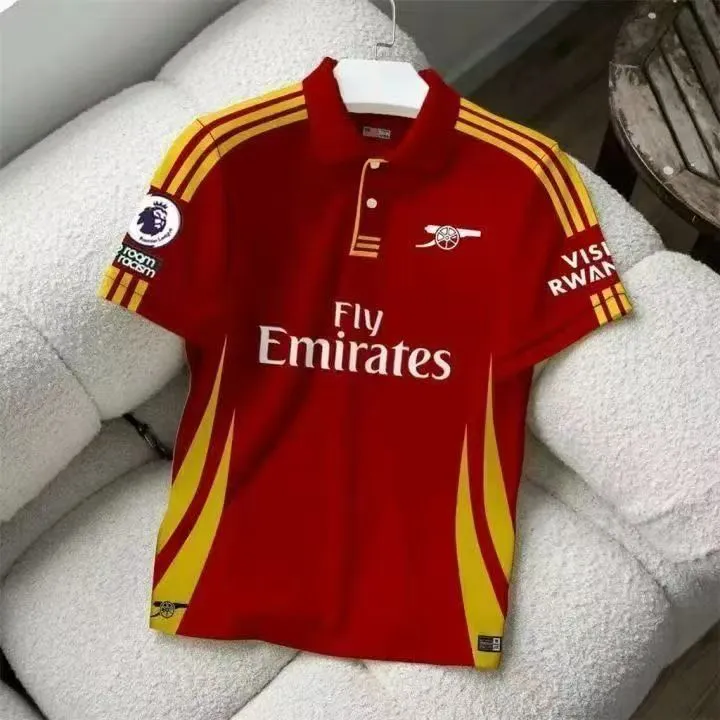 2026 Summer New Men's World Cup Football Apparel, Real Madrid Short Sleeve T-Shirt & Arsenal Soccer Polo Shirt, Collared Loose Casual Tops for Sports & Daily Wear