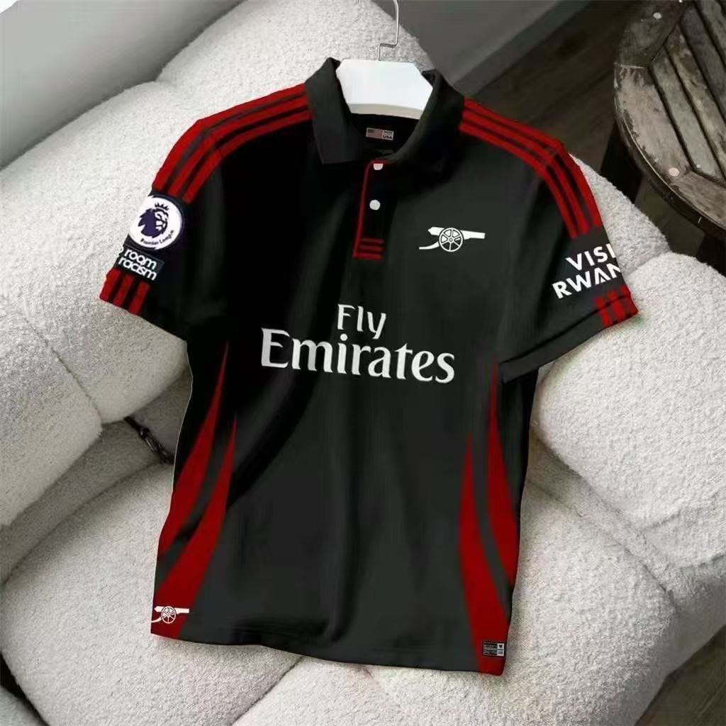 2026 Summer New Men's World Cup Football Apparel, Real Madrid Short Sleeve T-Shirt & Arsenal Soccer Polo Shirt, Collared Loose Casual Tops for Sports & Daily Wear