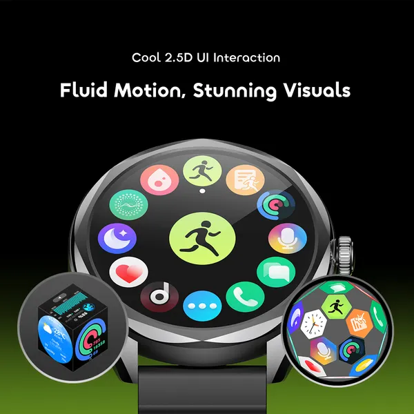 Oraimo Watch Nova 2R 1.43" AMOLED 35-Day Standby Smart Watch, Wireless HD Calling, Blood Oxygen & Heart Rate Monitor, Built-In Fun Games, Cool 2.5D UI Interaction, AI Generated Watch Faces.