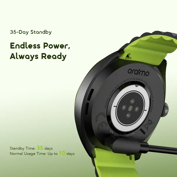 Oraimo Watch Nova 2R 1.43" AMOLED 35-Day Standby Smart Watch, Wireless HD Calling, Blood Oxygen & Heart Rate Monitor, Built-In Fun Games, Cool 2.5D UI Interaction, AI Generated Watch Faces.