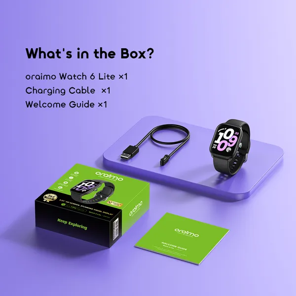oraimo Watch 6 Lite 2.01'' Smart Watch With Cool UI Interface, Wireless HD Calling,24-Hour Health Monitoring,IP68 Waterproof & Dustproof, AI-Generated Watch Faces