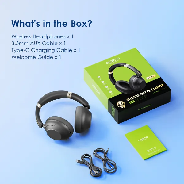 oraimo BoomPop Pro oraimo BoomPop Pro ANC Headphones, Hybrid Noise Cancellation, swipe controls let you easily manage music, calls, and volume, Enhanced Bass Boost, 82-Hour Long Playtime, Dual Device
